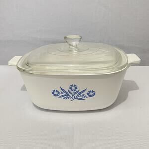 Corning Ware Blue Cornflower Casserole Dish 1 1/2 Qt P 1 1/2 B & Pyrex Lid C-24